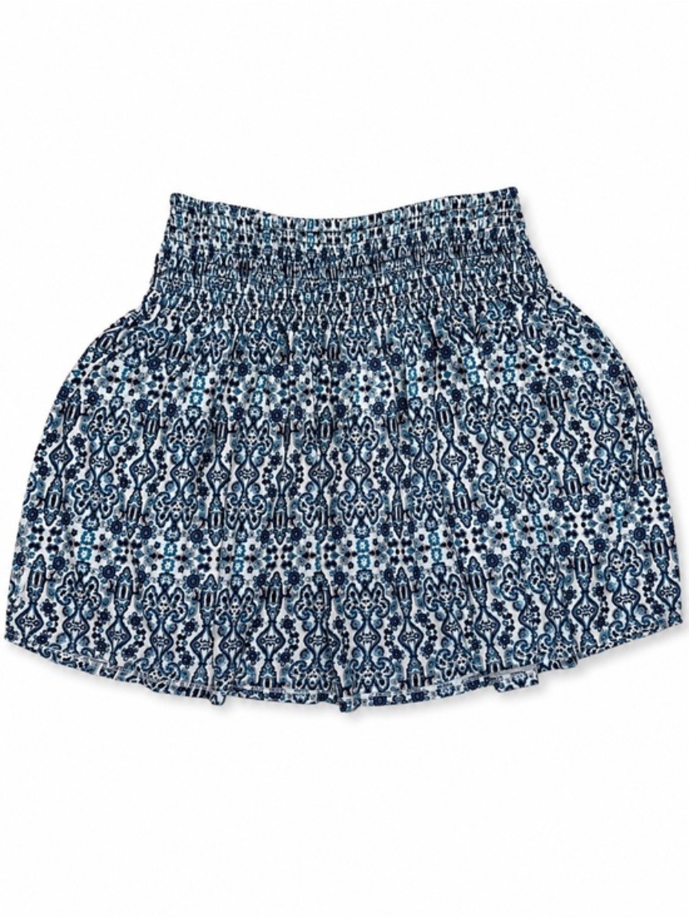 NWOT Artisan NY Blue & White Smocked Mini Skirt Boho